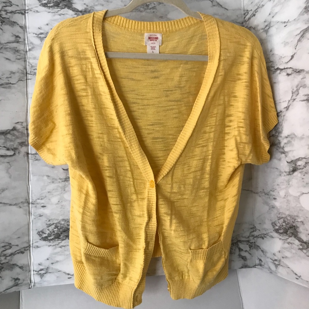 Yellow short sleeve cardigan